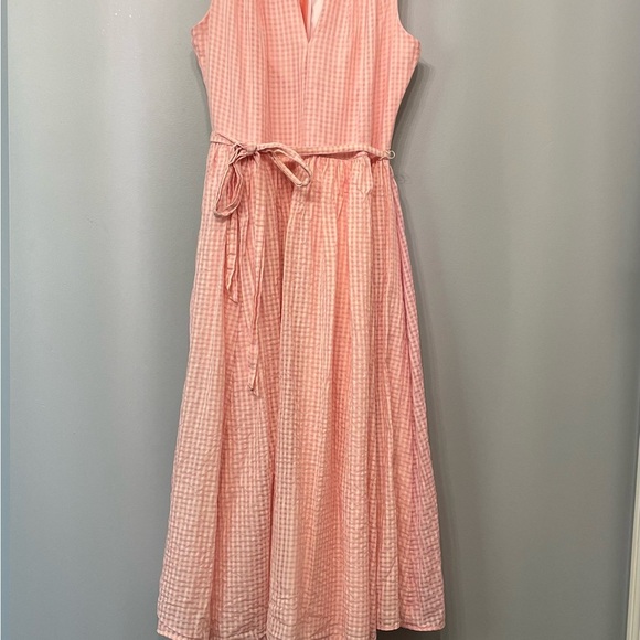 Kate Spade Midi Dress size 2 pink and white checker pattern with pockets! - Picture 6 of 9